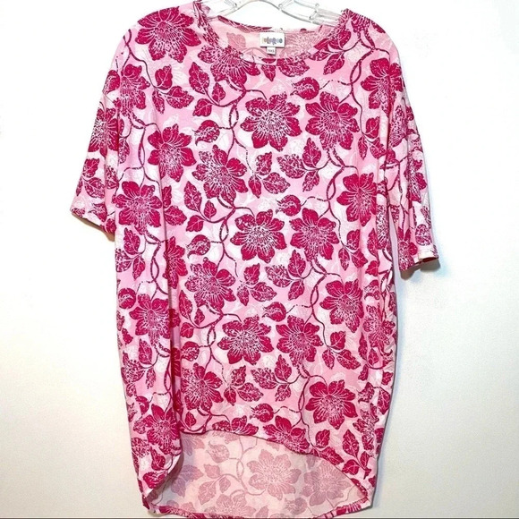 LuLaRoe Irma Pink  Polyester Spandex Tunic Shirt  Women's XXS Flowers - Picture 1 of 6